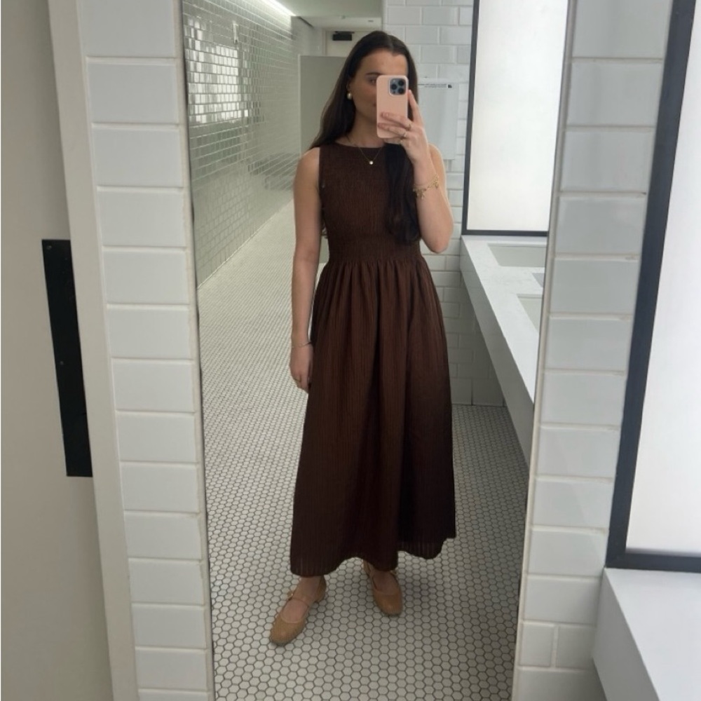 NWT Hill House Home Cosima Dress in Chocolate Seersucker TikTok Fave size L - Picture 3 of 7